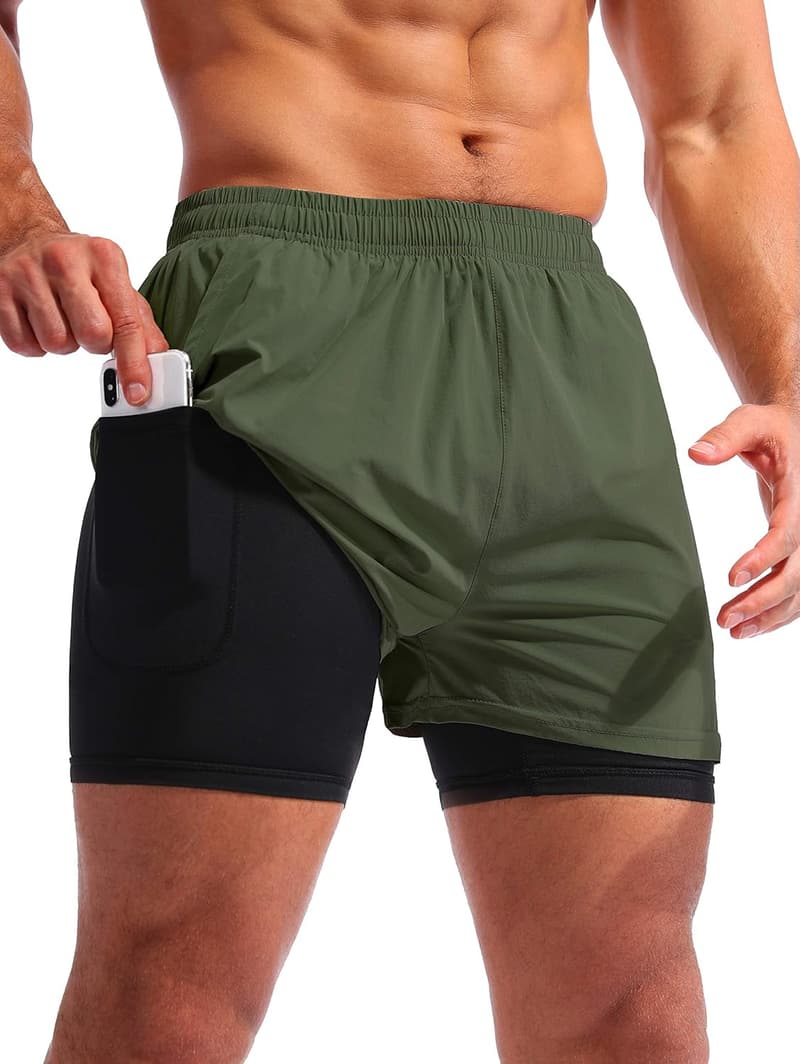 Men's Quick-Dry 2-in-1 Running Shorts with Phone Pockets