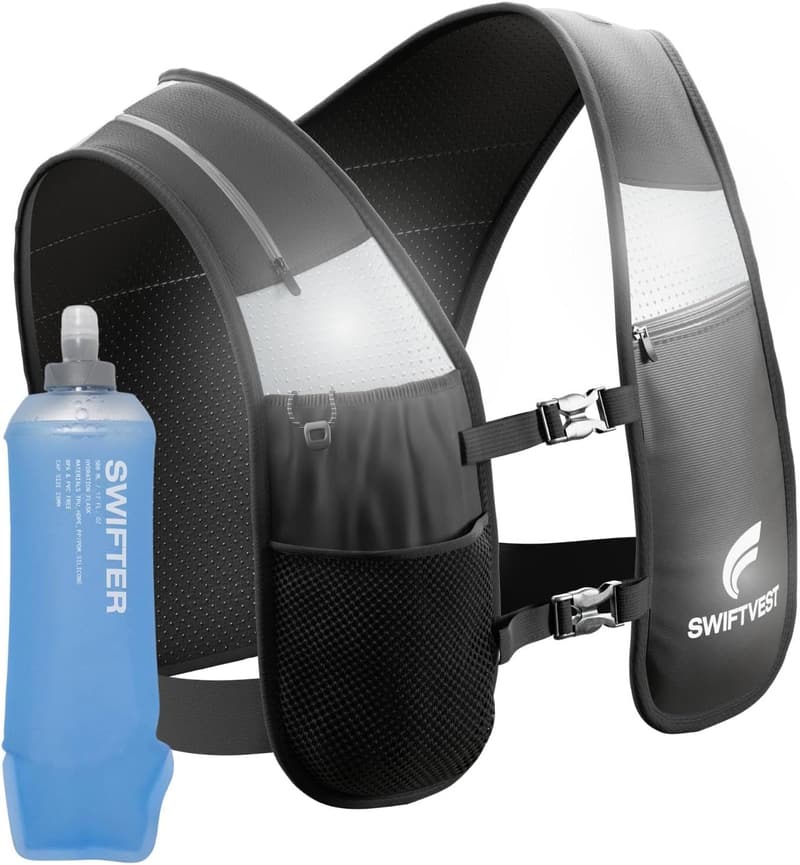 Adjustable Reflective Running Vest with 500ml Water Bottle