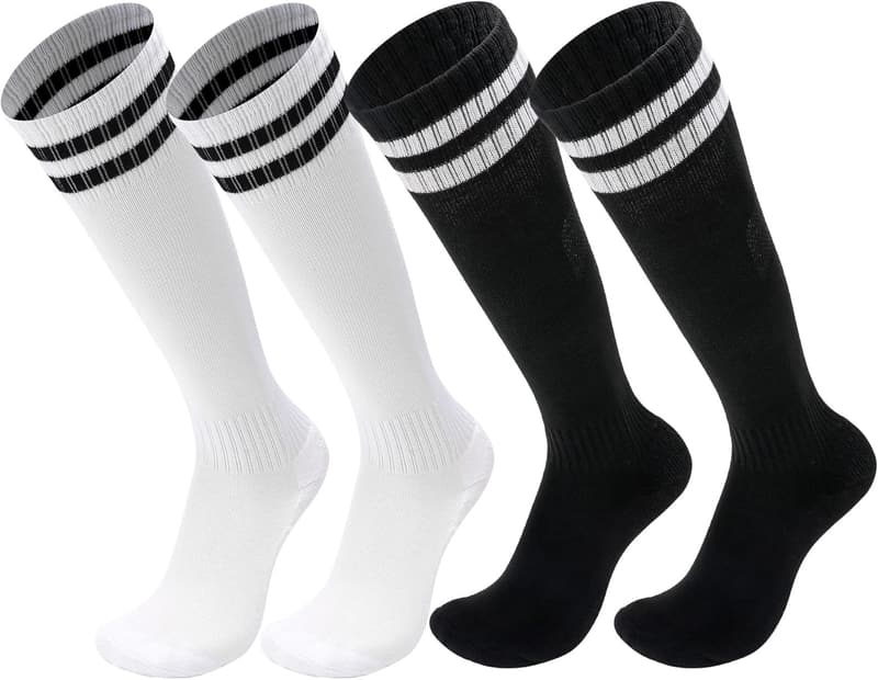 Kids' Breathable Soccer Socks - 2 Pairs, Ages 7-13