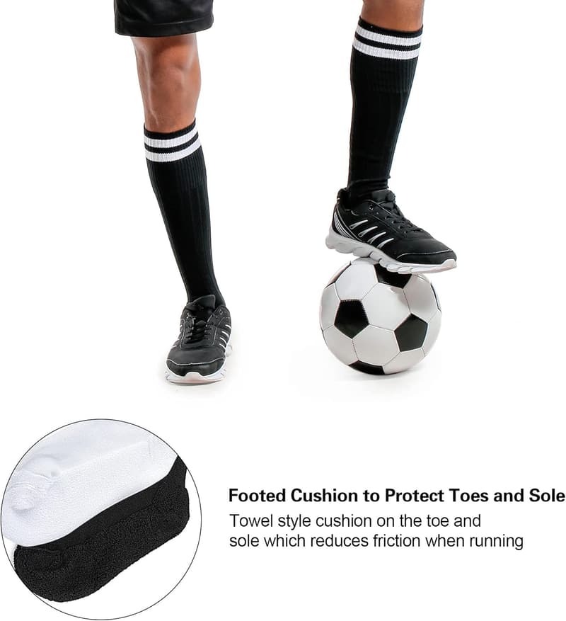 Kids' Breathable Soccer Socks - 2 Pairs, Ages 7-13