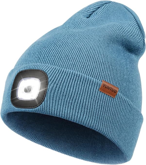 USB Rechargeable LED Beanie Cap for Men & Dads