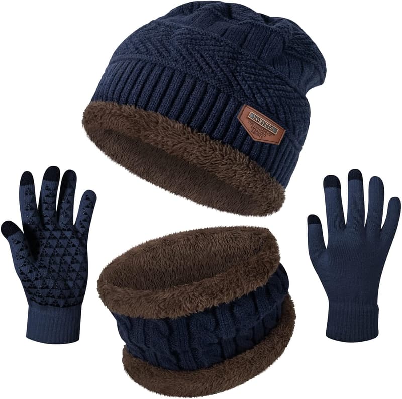 Warm Winter Beanie, Scarf & Gloves Set for Men & Women