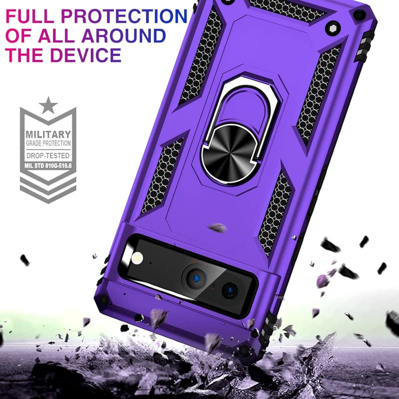 Google Pixel 7A Military Grade Shockproof Case with Kickstand (Purple)