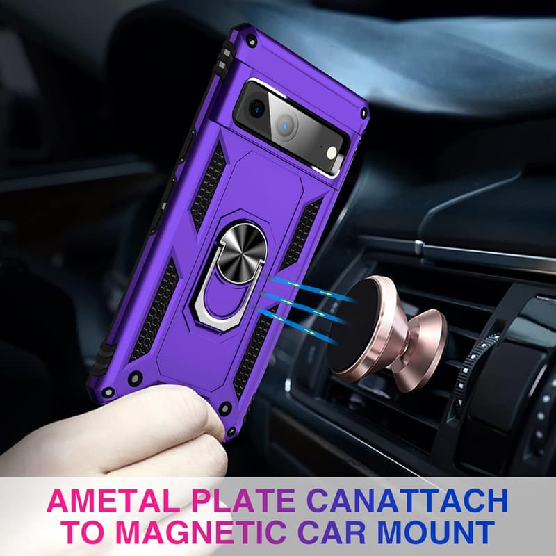 Google Pixel 7A Military Grade Shockproof Case with Kickstand (Purple)