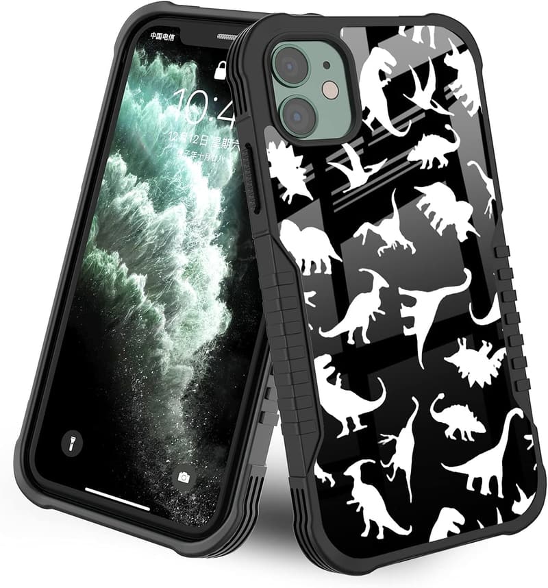 Cute Dinosaur Pattern Case for iPhone 11 - Women's Shockproof, Anti-Scratch, Military Grade