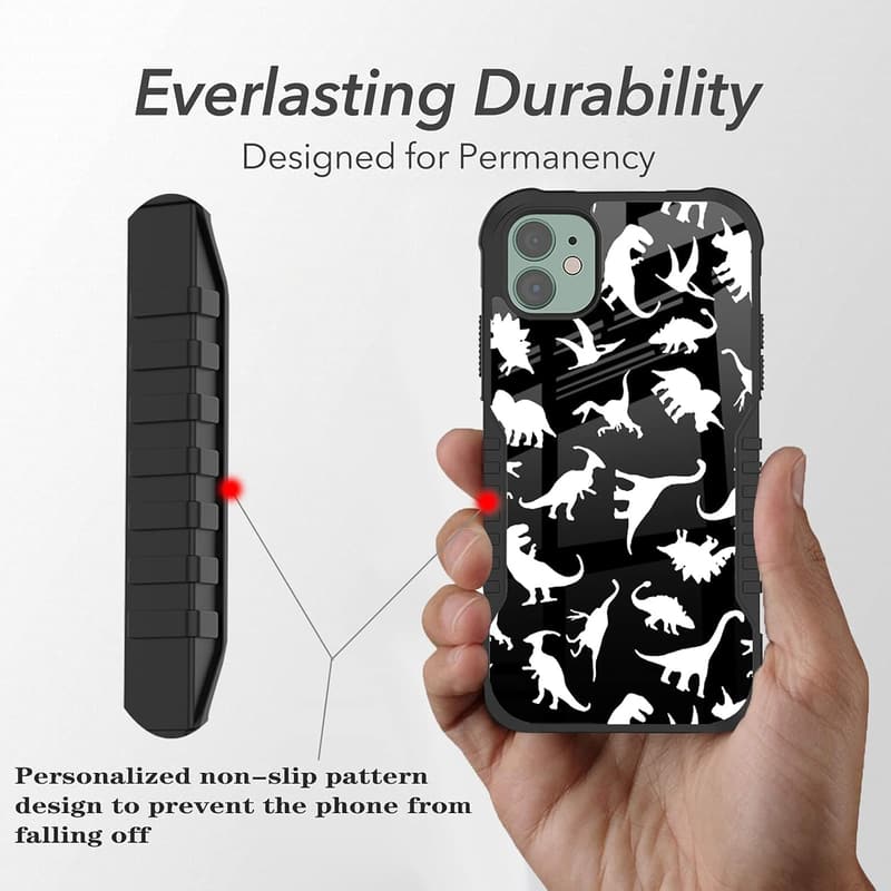Cute Dinosaur Pattern Case for iPhone 11 - Women's Shockproof, Anti-Scratch, Military Grade