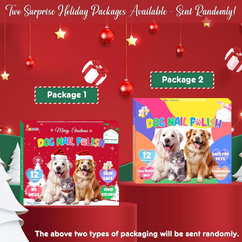 12-Color Quick-Dry Dog Nail Polish Kit - Odorless & Safe