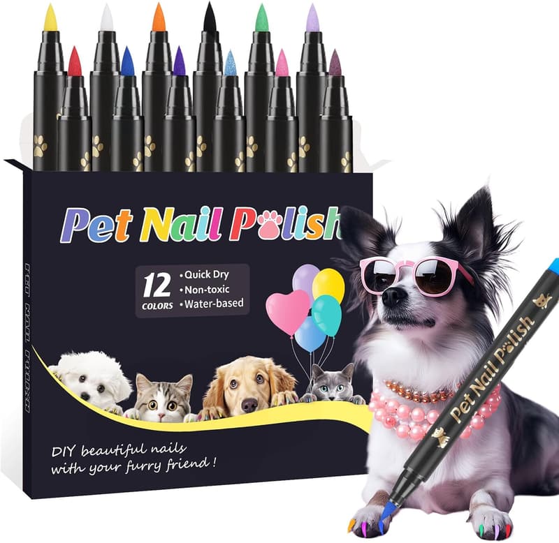 Dog Nail Polish Set - Quick Dry, 12 Safe Colors for Pets