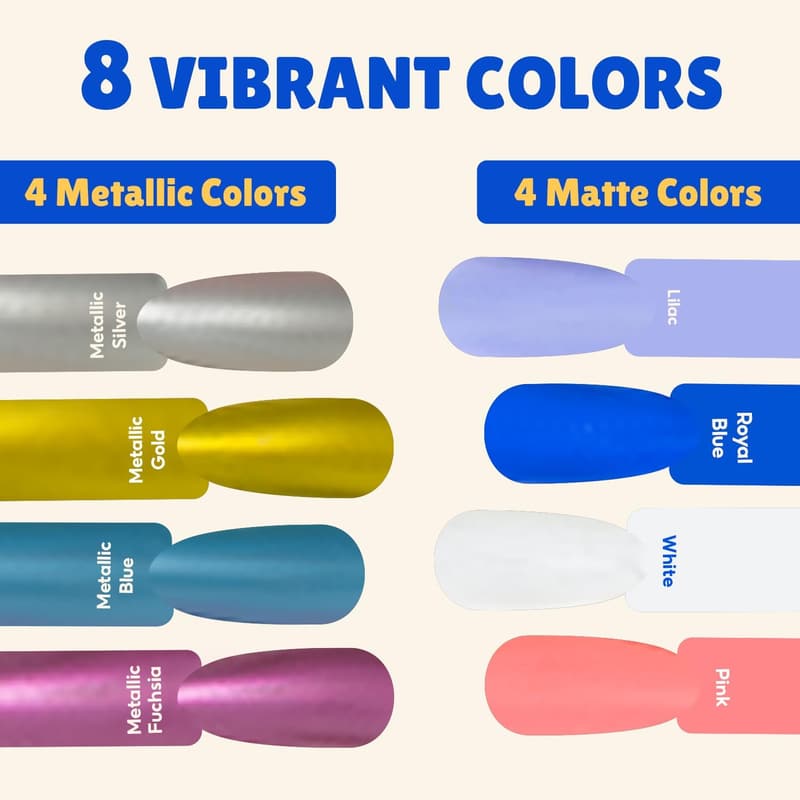Dog Nail Polish Pens - 8 Quick-Dry Non-Toxic Colors with File