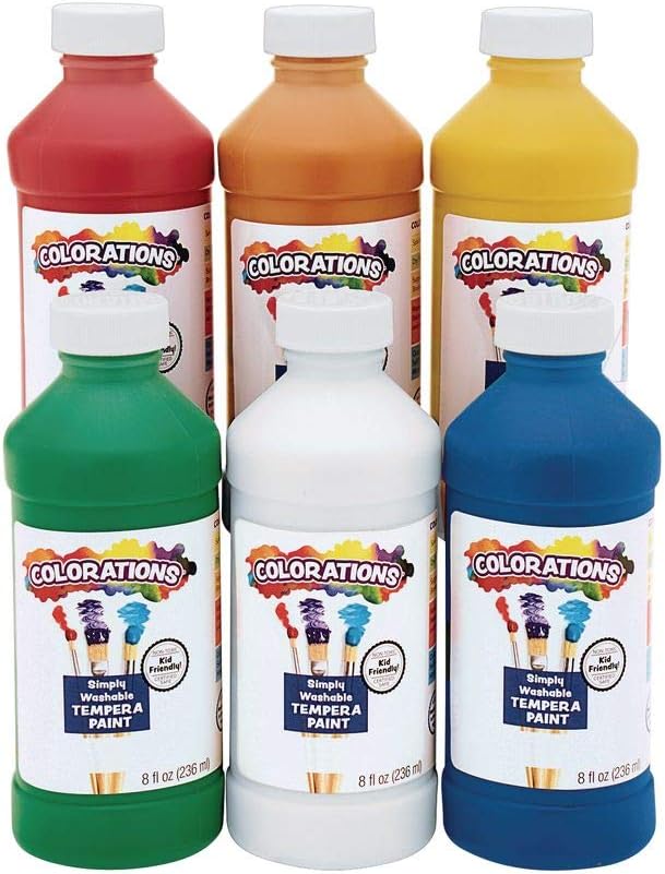 Washable Non-Toxic Tempera Paint Set for Kids - 6 Vibrant Colors