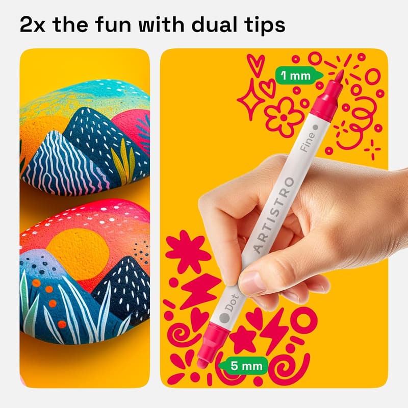 Acrylic Paint Marker Set for Kids & Adults - 36 Dual Tip Pens