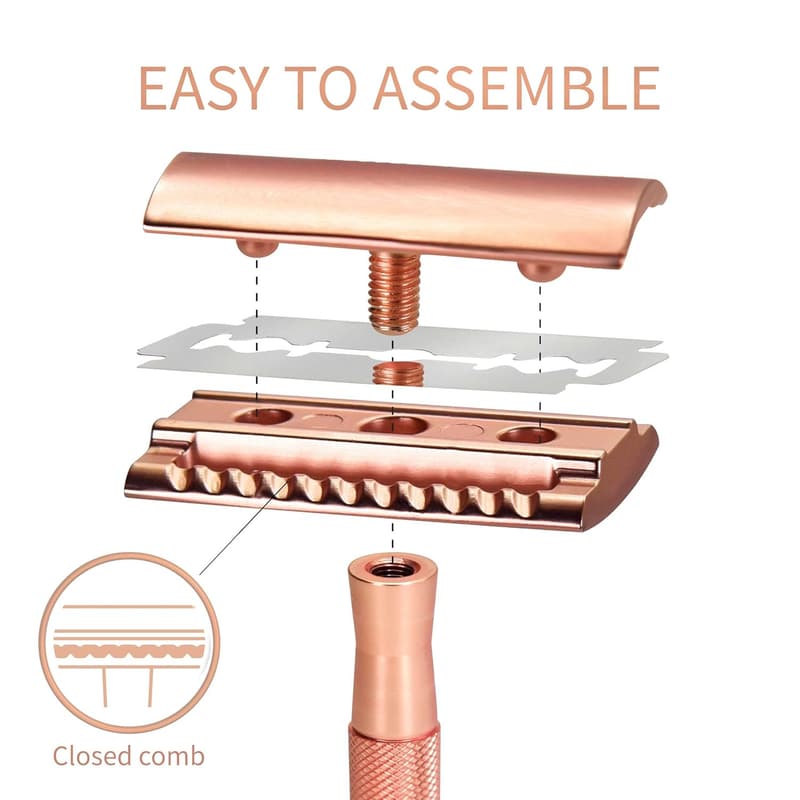 Rose Gold Safety Razor for Women - Reusable & Plastic-Free