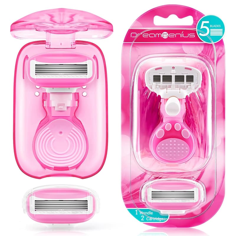 Women's Travel Razor Set with Case - Extra Smooth 5-Blade, Pink