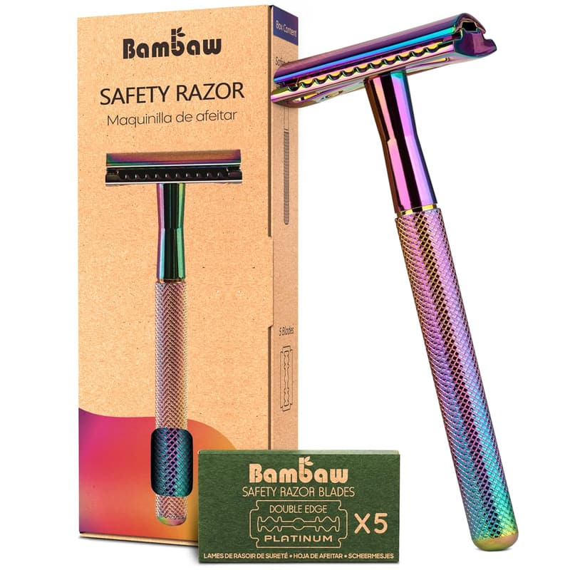 Rainbow Double Edge Safety Razor for Men & Women, Reusable