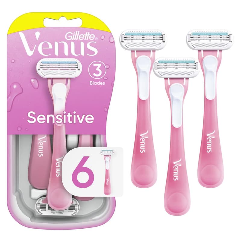 Gillette Venus Sensitive Razors for Women, 6 Count, Comfort Shave