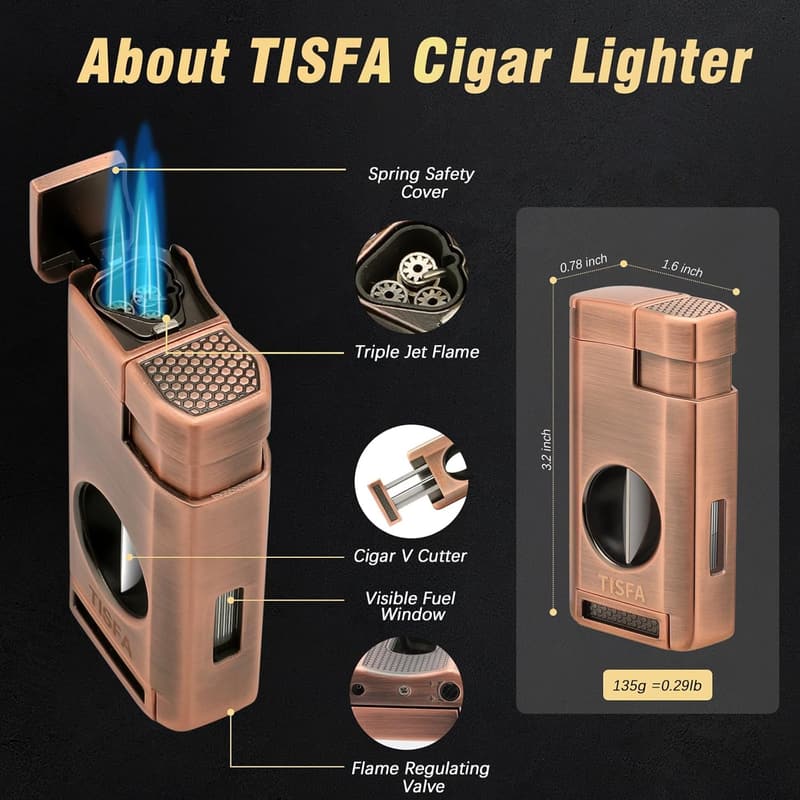 Portable Cigar Humidor Gift Set with Torch Lighter & Accessories