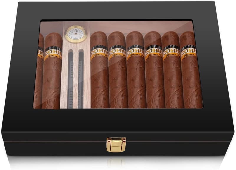 Bald Eagle High-Gloss Cigar Humidor with Cedar & Humidifier
