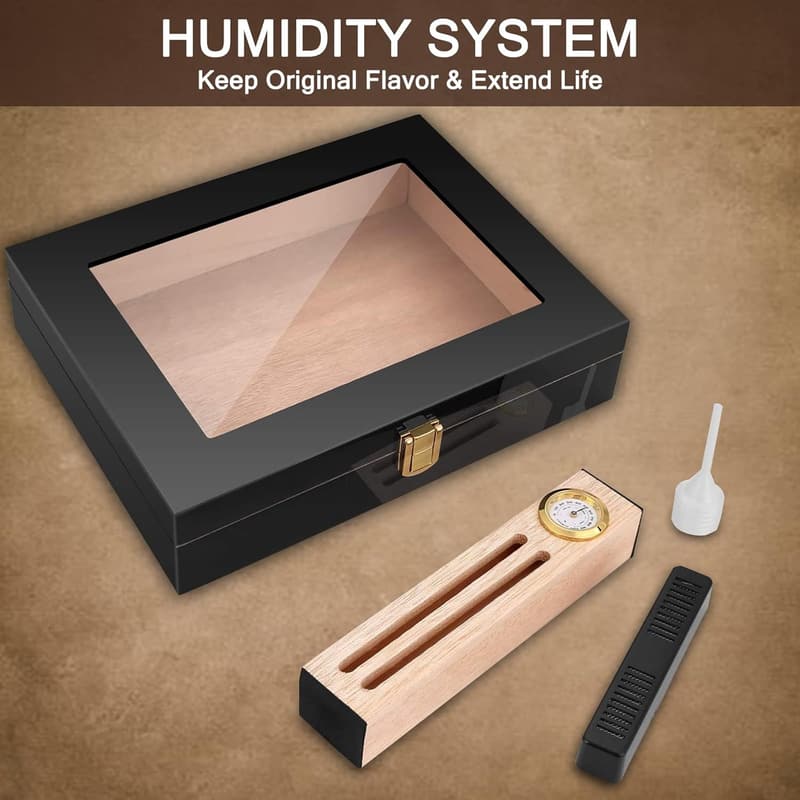Bald Eagle High-Gloss Cigar Humidor with Cedar & Humidifier