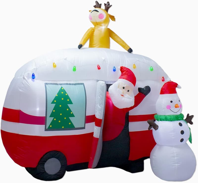8FT Inflatable Santa and Snowman Holiday Yard Decoration with LED Lights