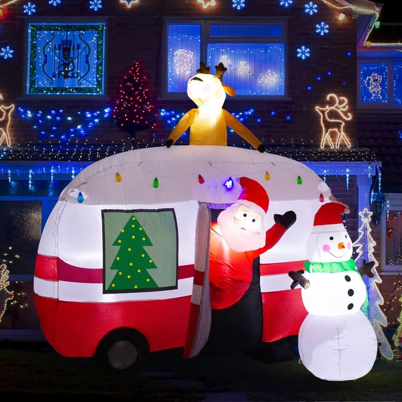 8FT Inflatable Santa and Snowman Holiday Yard Decoration with LED Lights
