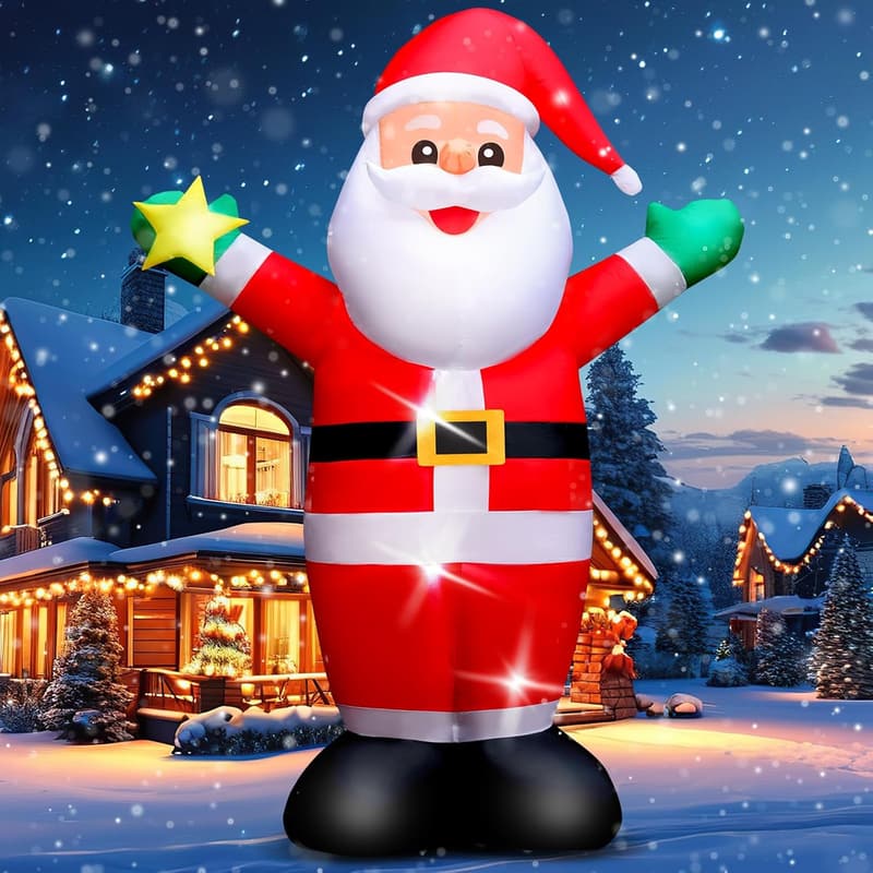 8FT Lighted Santa Outdoor Inflatable for Holiday Yard Decor
