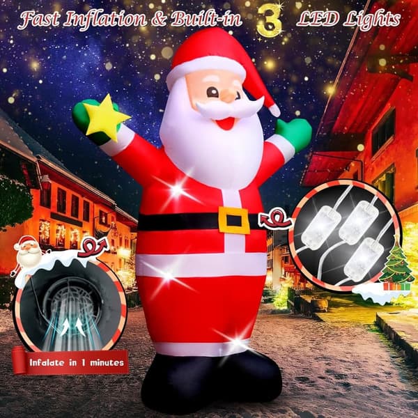 8FT Lighted Santa Outdoor Inflatable for Holiday Yard Decor