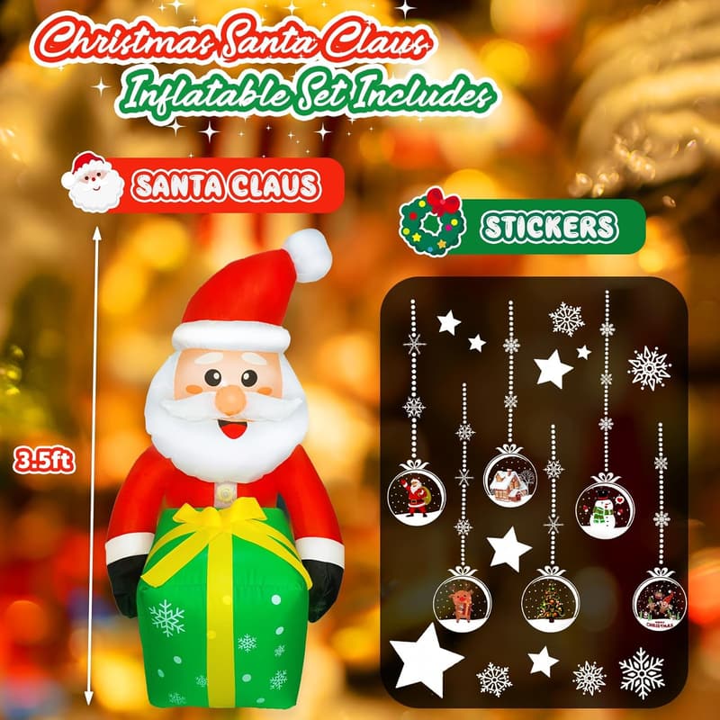 Inflatable Santa Claus Decoration with Music and LED Lights