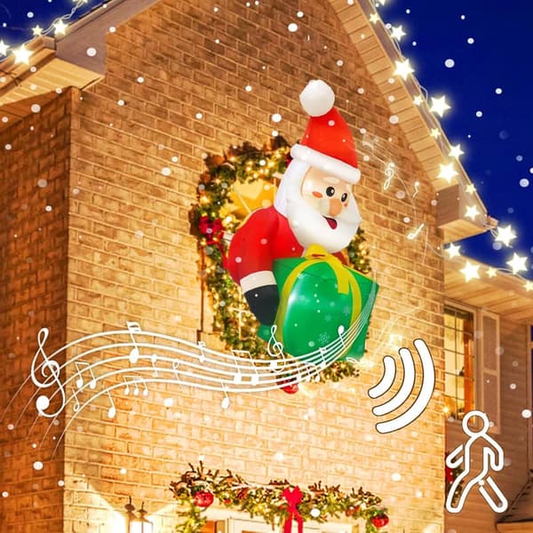Inflatable Santa Claus Decoration with Music and LED Lights