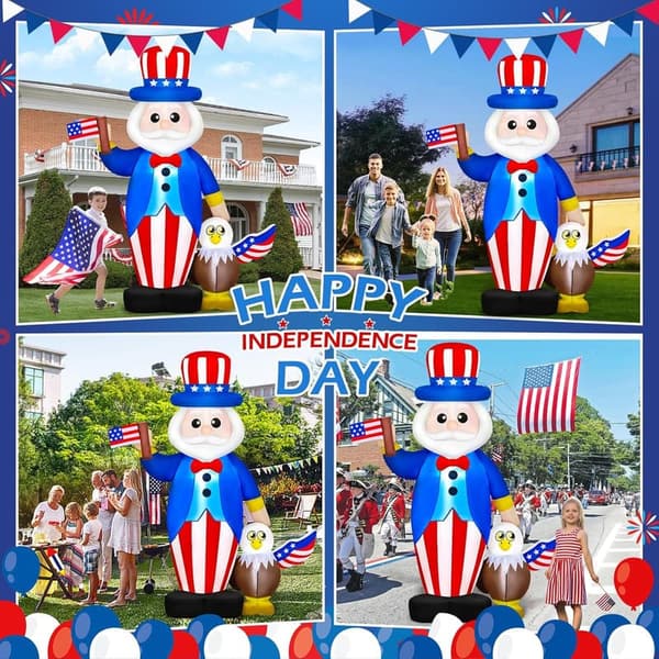 Independence Day Inflatable Uncle Sam with Eagle & LED