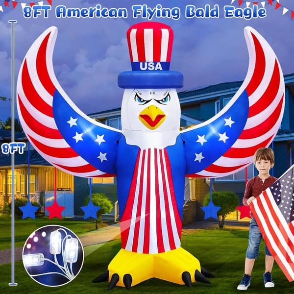 4th of July Inflatable Bald Eagle Decoration with LEDs