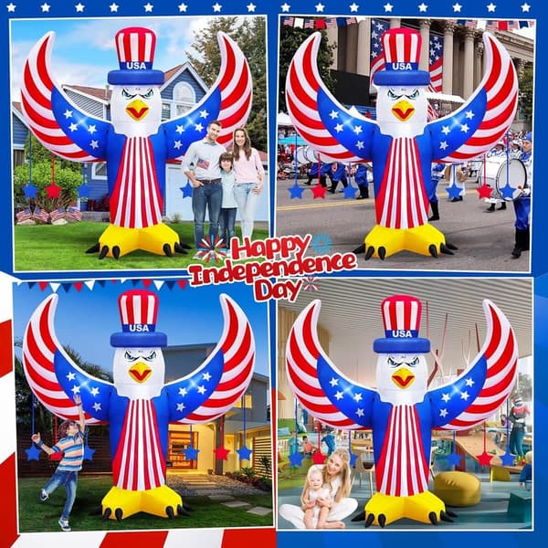 4th of July Inflatable Bald Eagle Decoration with LEDs