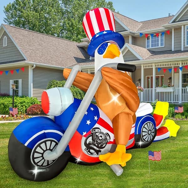 Patriotic Eagle Inflatable with LED Lights for 4th of July Decor