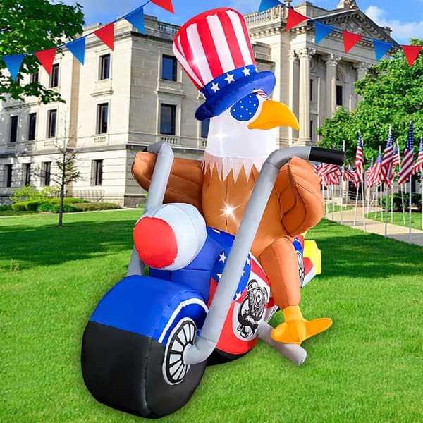 Patriotic Eagle Inflatable with LED Lights for 4th of July Decor
