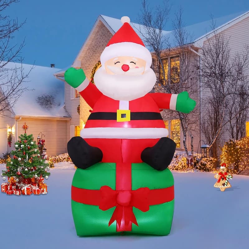 7 FT Santa Claus Inflatable with LED Lights for Christmas Yard Decor