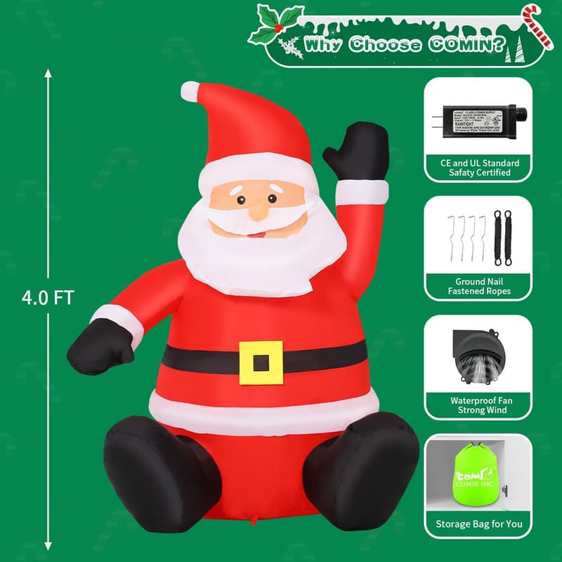 Inflatable Santa Claus Yard Decoration for Christmas