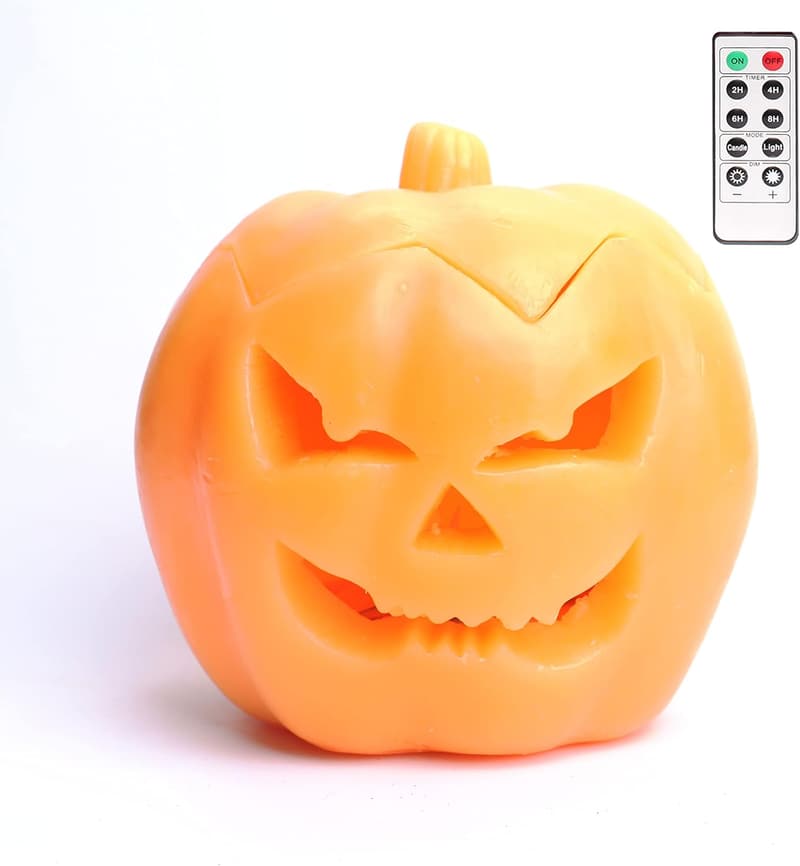 Battery-Operated LED Jack-O-Lantern Candle for Halloween Decor