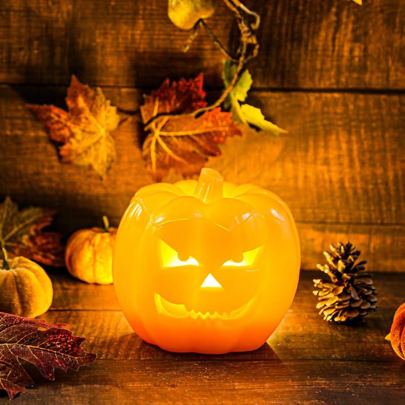 Battery-Operated LED Jack-O-Lantern Candle for Halloween Decor