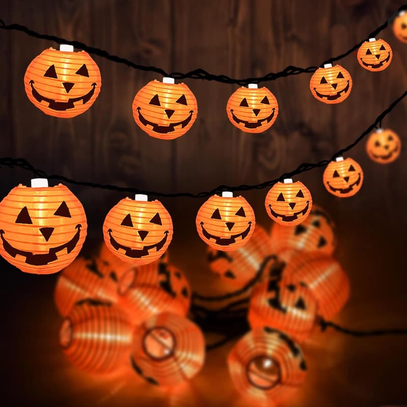Halloween Pumpkin String Lights - 8.5 Ft Indoor/Outdoor Decor