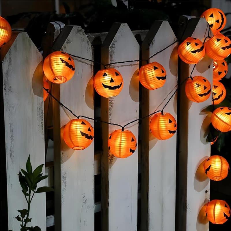 Halloween Pumpkin String Lights - 8.5 Ft Indoor/Outdoor Decor