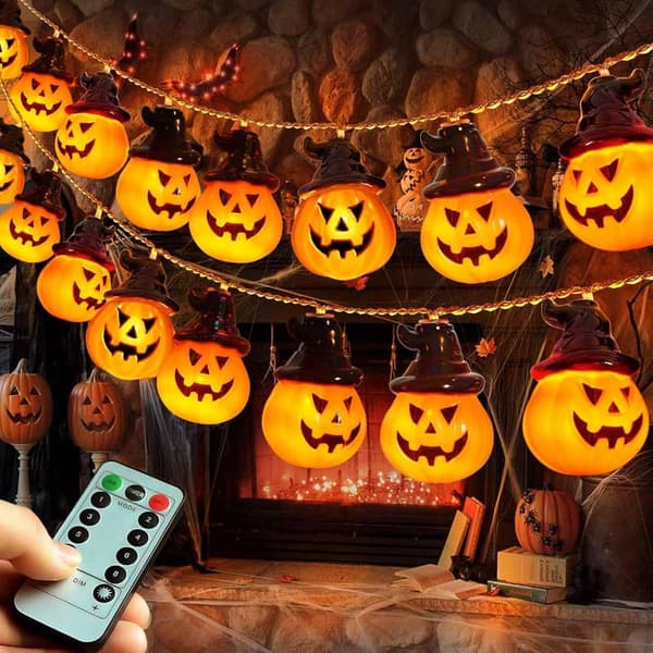 Halloween Pumpkin String Lights - Battery Operated Decorations