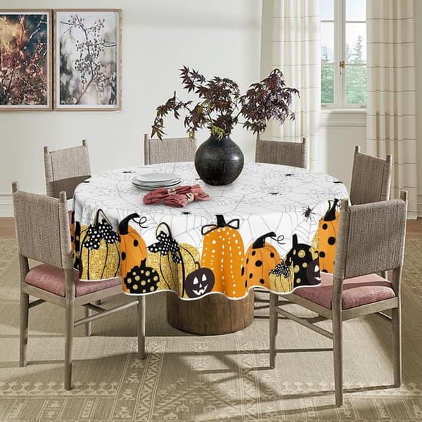 Halloween Jack-O-Lantern Round Tablecloth, 70x70 Inch