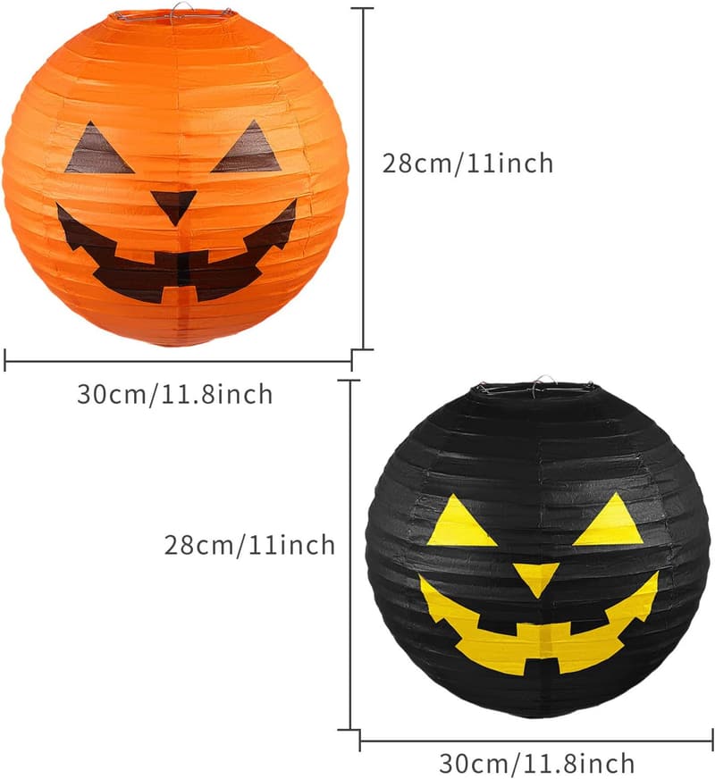 Halloween Pumpkin Paper Lanterns Set - 6 Spooky Decorations