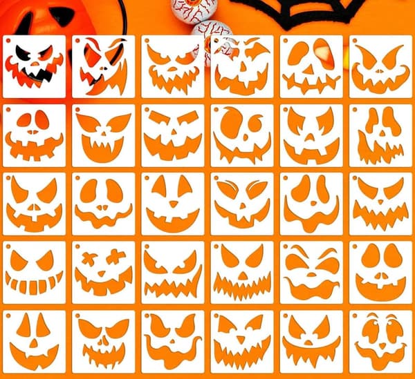 Reusable Halloween Pumpkin Face Stencils for Wood Carving