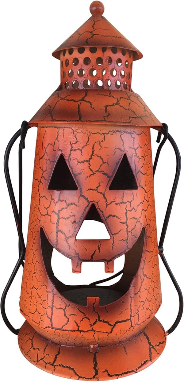 Halloween Metal Pumpkin Lantern - Rustic Fall Decoration