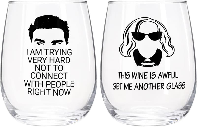 Funny Stemless Wine Glasses Set of 2 for Women - 15 oz