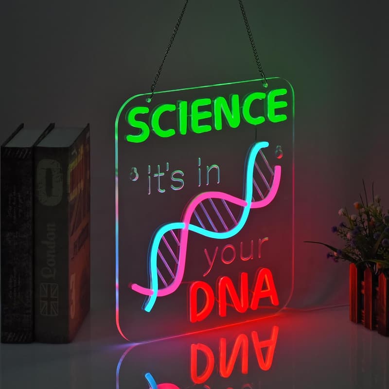 Neon DNA Science Sign | Dimmable LED Decor for Teachers & Students