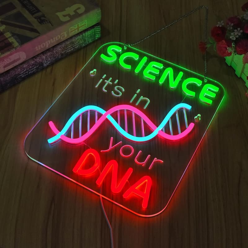 Neon DNA Science Sign | Dimmable LED Decor for Teachers & Students
