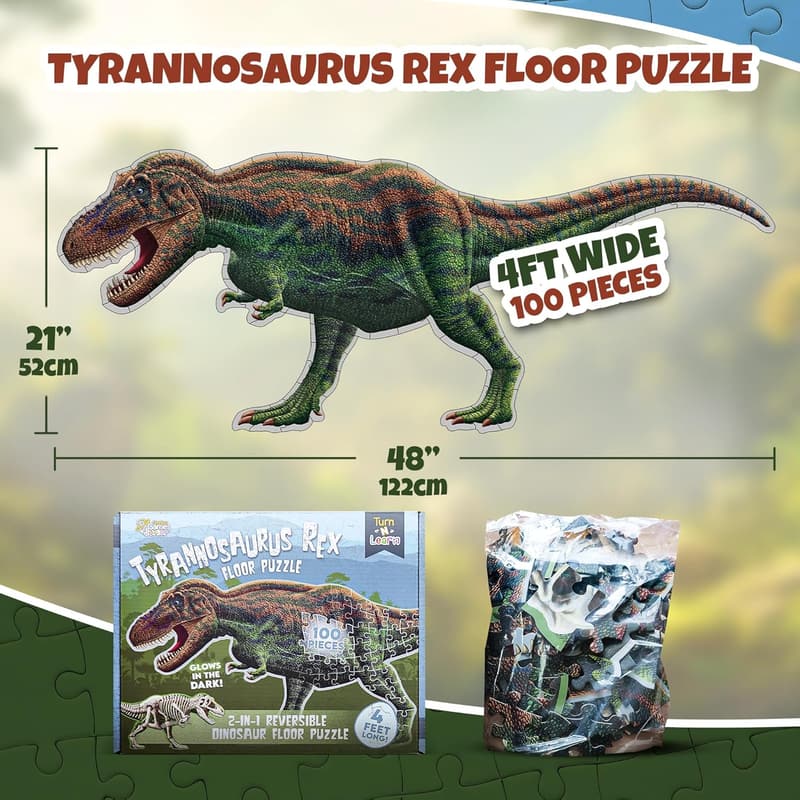 Tyrannosaurus Rex 100-Piece Glow-in-the-Dark Puzzle for Kids