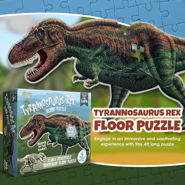 Tyrannosaurus Rex 100-Piece Glow-in-the-Dark Puzzle for Kids