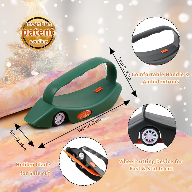 Birthday & Christmas Gift Wrap Cutter with Replaceable Blades